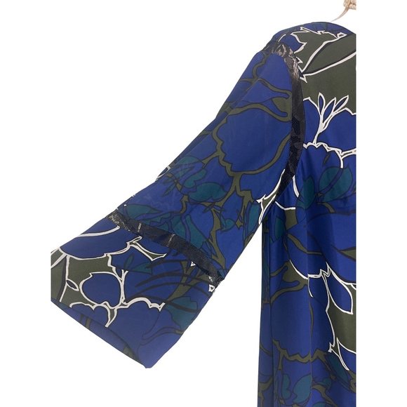 Size 0X 14/16 NEW FLORAL/LEAF PRINT SHIFT DRESS W/LACE TRIM Fall Evening PLUS SZ - Picture 2 of 4